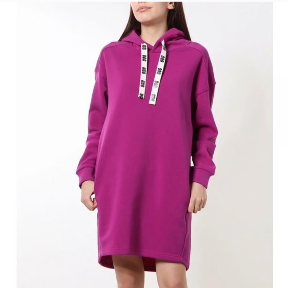 UGG Aderyn Magenta Hoodie Dress with Logo Drawstrings